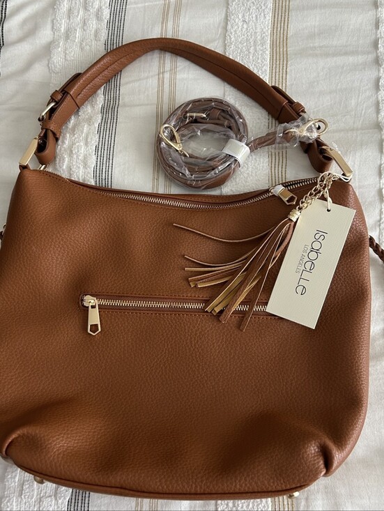 Isabella Oliver Handbags - Isabella Oliver Tan Brown Leather Tassel Shoulder Bag